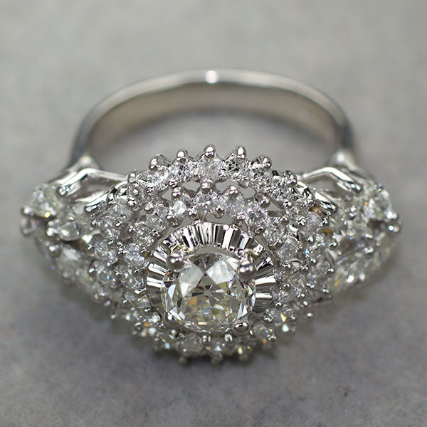 Pt900 オールドヨーロピアンカットダイヤモンド リング 0.766ct I SI1 D1.06ct