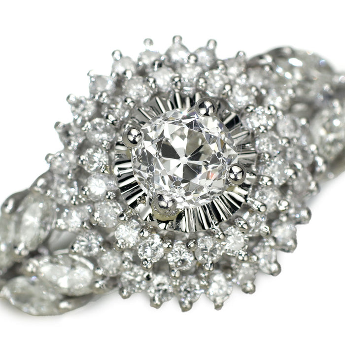 Pt900 オールドヨーロピアンカットダイヤモンド リング 0.766ct I SI1 D1.06ct