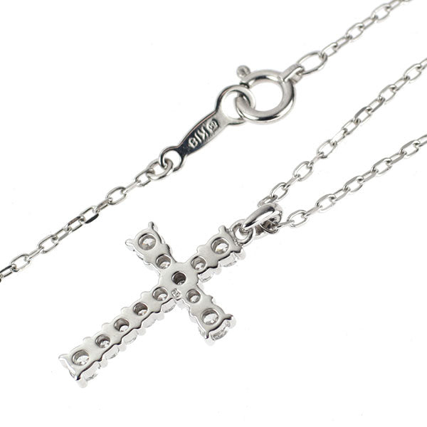 ミキモト K18WG ダイヤモンド ペンダントネックレス 0.37ct クロス