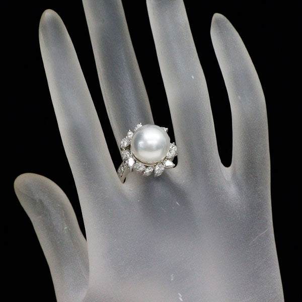クイーン/平和堂貿易 Pt950 白蝶 真珠 ダイヤモンド リング 径約12.4mm D1.43ct