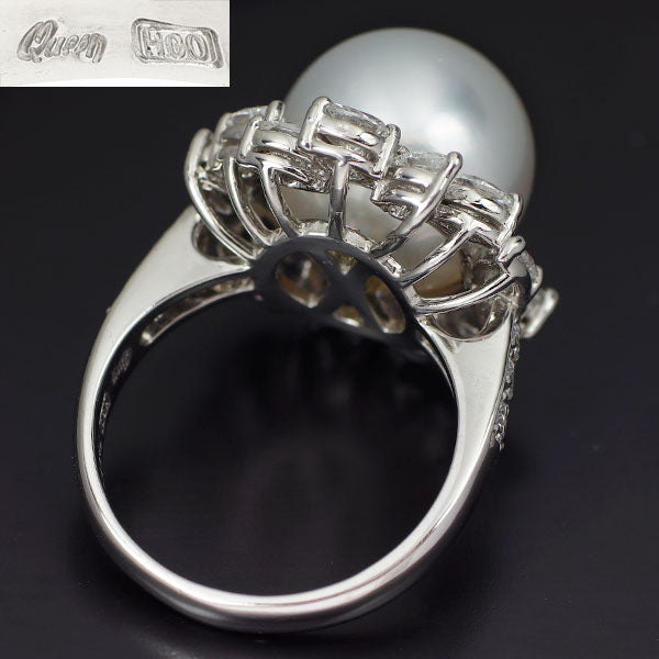 クイーン/平和堂貿易 Pt950 白蝶 真珠 ダイヤモンド リング 径約12.4mm D1.43ct