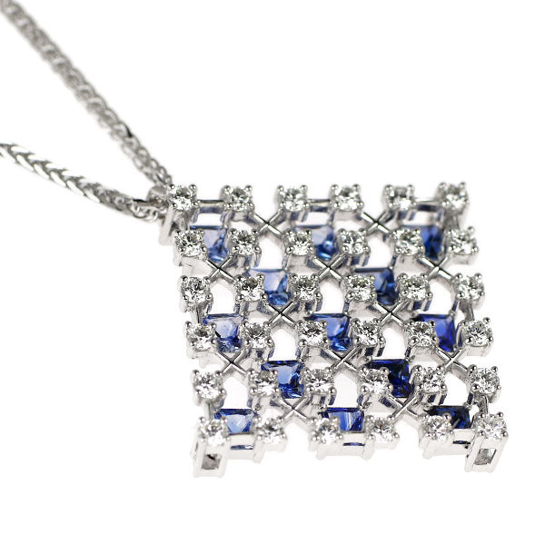 ミキモト K18WG サファイア ダイヤモンド ペンダントネックレス 1.44ct D0.90ct 《セルビー銀座店》【中古】