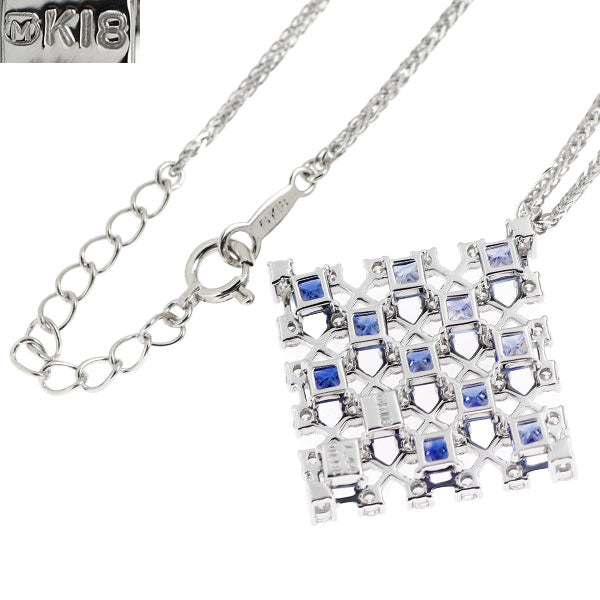 ミキモト K18WG サファイア ダイヤモンド ペンダントネックレス 1.44ct D0.90ct 《セルビー銀座店》【中古】