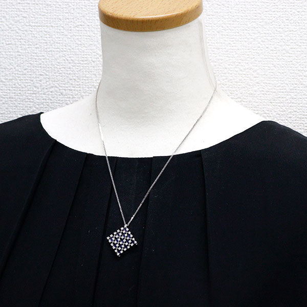ミキモト K18WG サファイア ダイヤモンド ペンダントネックレス 1.44ct D0.90ct 《セルビー銀座店》【中古】