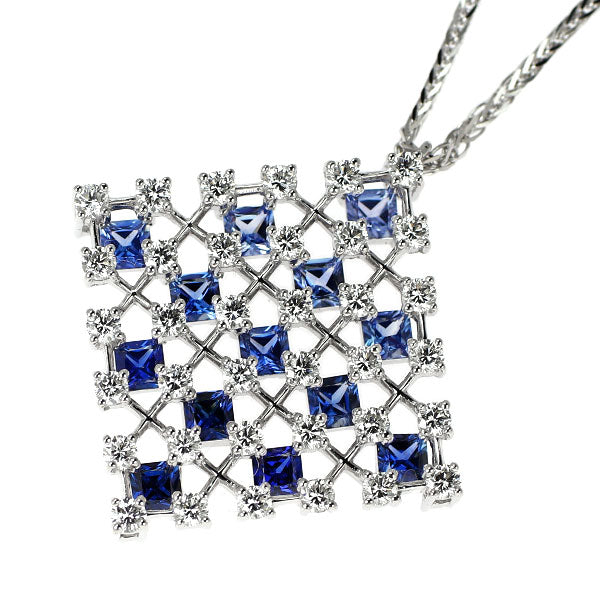 ミキモト K18WG サファイア ダイヤモンド ペンダントネックレス 1.44ct D0.90ct 《セルビー銀座店》【中古】