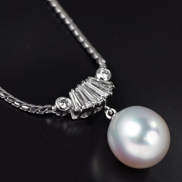 ミキモト K18WG 白蝶真珠 ダイヤモンド ペンダントネックレス 径約 11.0mm D0.60ct 《セルビー銀座店》【中古】