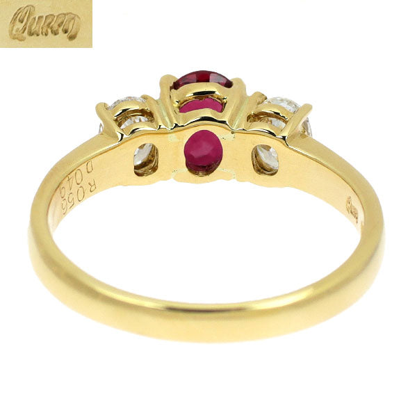 クイーン/Queen K18YG オーバル ルビー ダイヤモンド リング 0.56ct D0.49ct