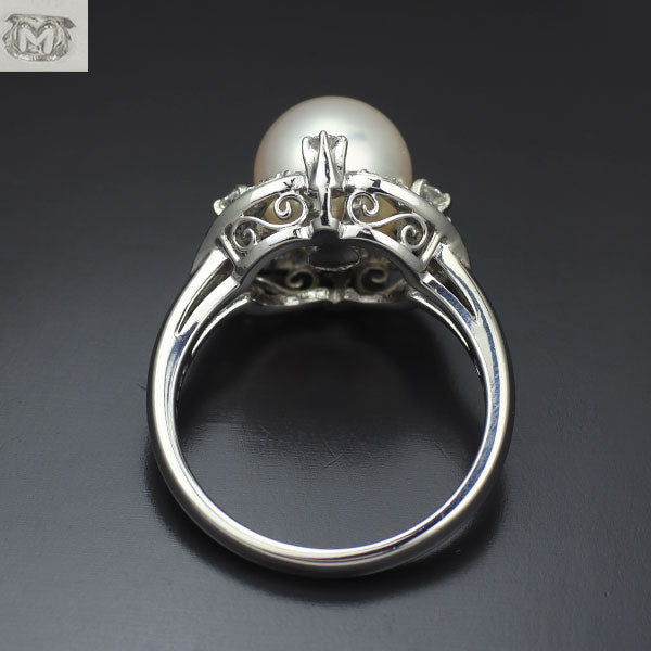 ミキモト Pt900 アコヤ真珠 ダイヤモンド リング 径約8.4mm D0.23ct