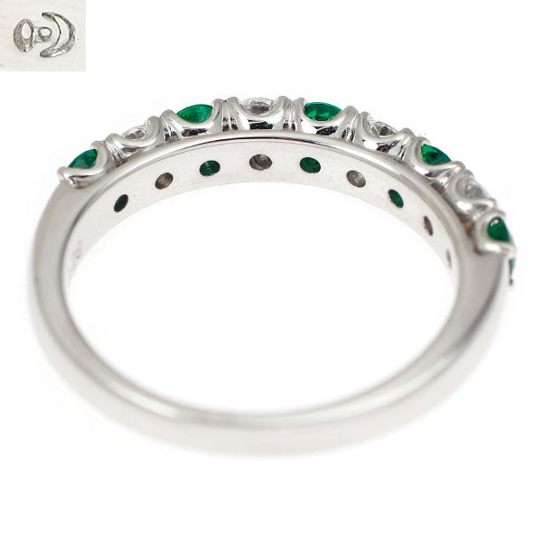 田崎真珠 Pt900 エメラルド ダイヤモンド リング D0.28ct ハーフエタニティ