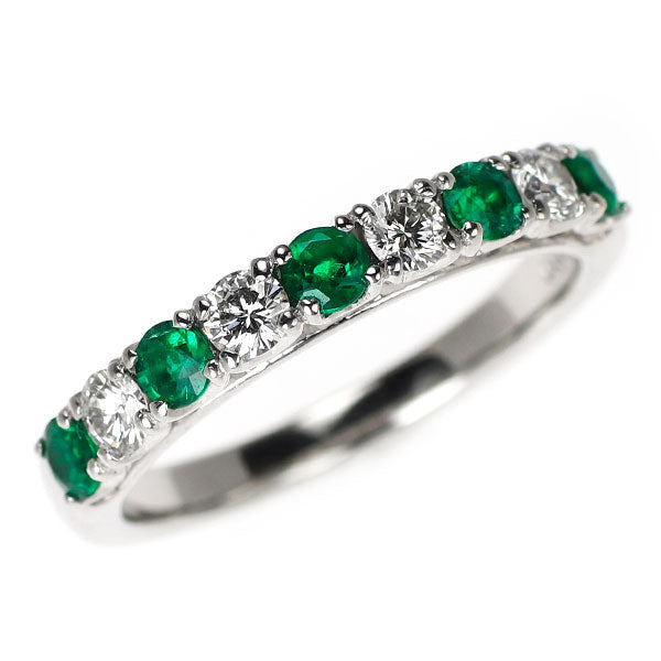 田崎真珠 Pt900 エメラルド ダイヤモンド リング D0.28ct ハーフエタニティ