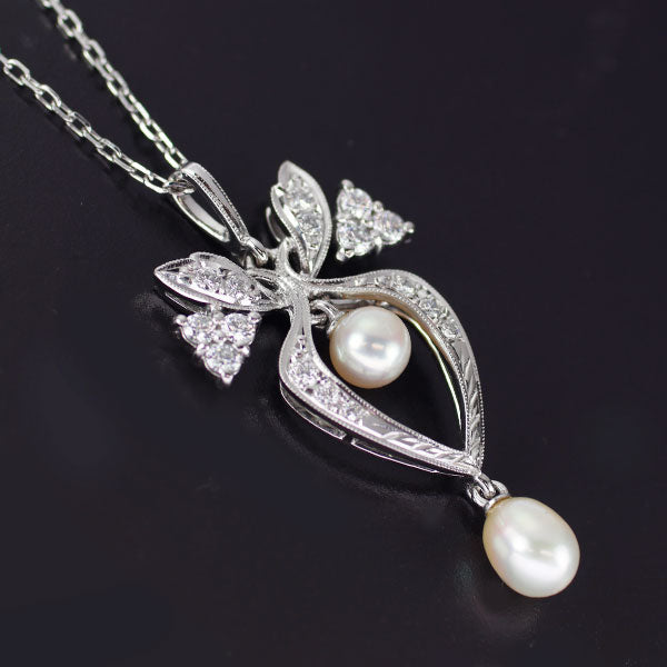 ミキモト Pt950 アコヤ/淡水 真珠 ダイヤモンド ペンダントネックレス 径約4.6mm