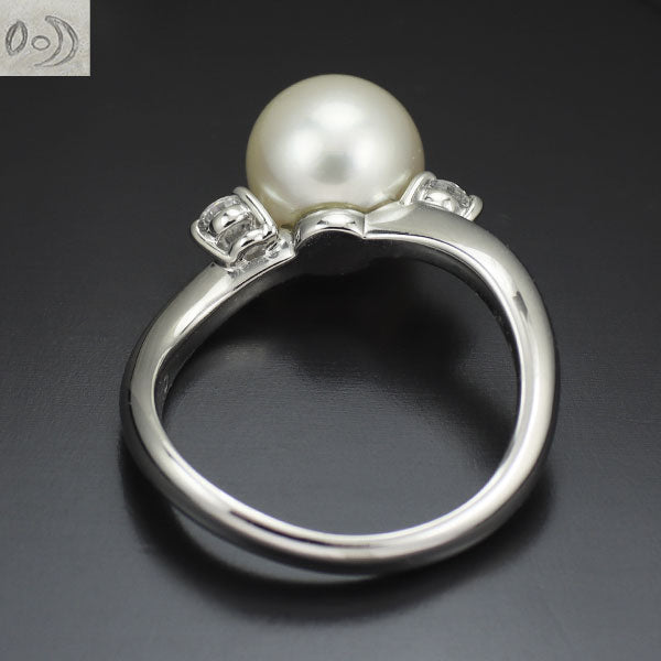 田崎真珠 Pt900 アコヤ真珠 ダイヤモンド リング 径約8.4mm D0.10ct