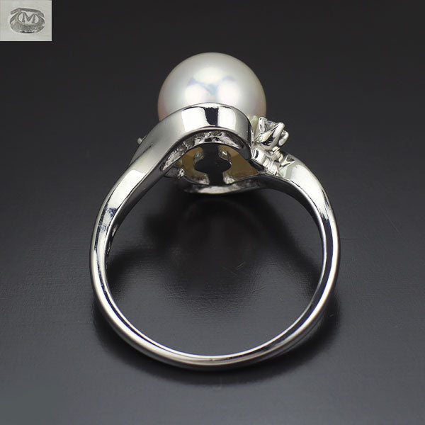 ミキモト Pt900 アコヤ真珠 ダイヤモンド リング 径約8.4mm