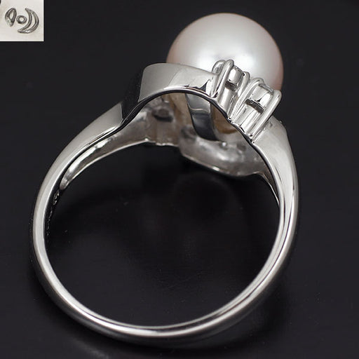 PT900 あこや真珠 リング 田崎真珠 Pt900 アコヤ真珠 ダイヤモンド リング 0.14ct 径約 8.4mm