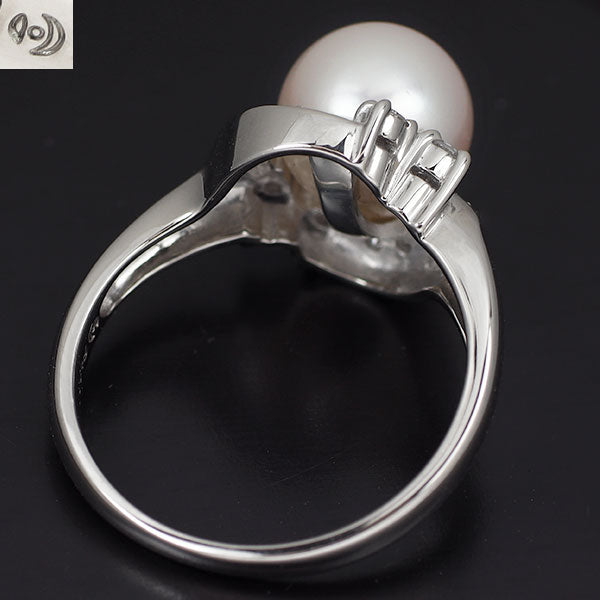 田崎真珠 Pt900 アコヤ真珠 ダイヤモンド リング 0.14ct 径約 8.4mm