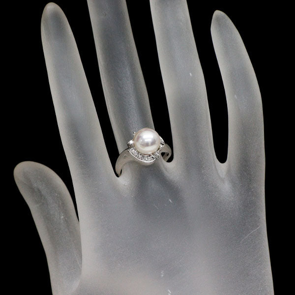 田崎真珠 Pt900 アコヤ真珠 ダイヤモンド リング 0.14ct 径約 8.4mm