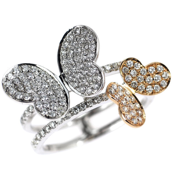 クイーン/Queen K18WG/PG ダイヤモンド リング 0.68ct 蝶 バタフライ パピヨン