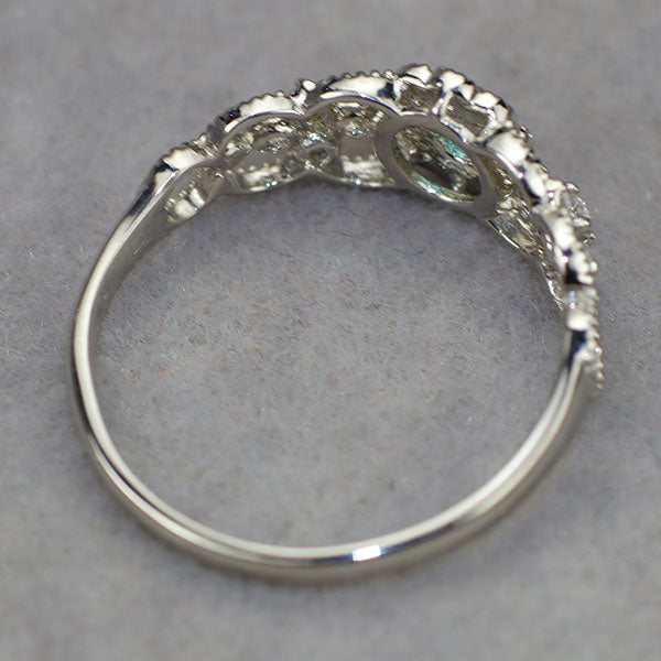 Pt900 ブラジル産パライバトルマリン ダイヤモンド リング 0.11ct D0.22ct ミルグレイン