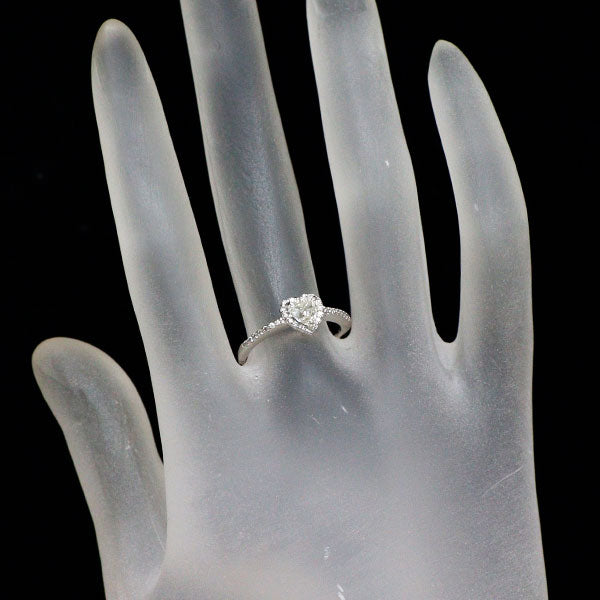 Pt900 ハートシェイプ ダイヤモンド リング 0.466ct J SI2 G/G D0.15ct