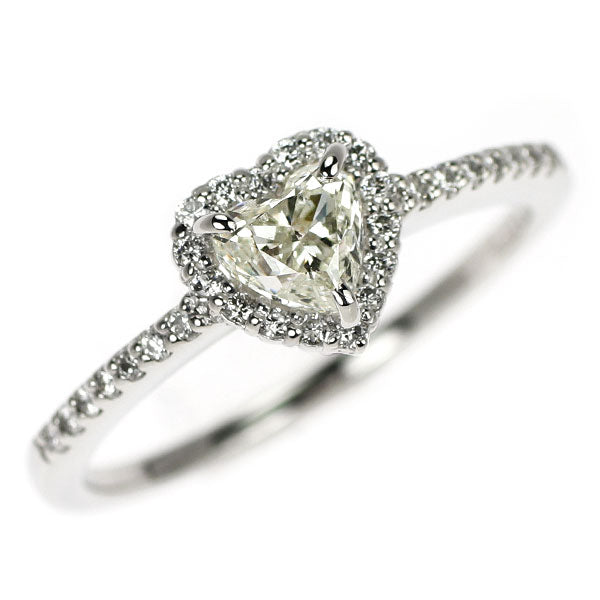 Pt900 ハートシェイプ ダイヤモンド リング 0.466ct J SI2 G/G D0.15ct