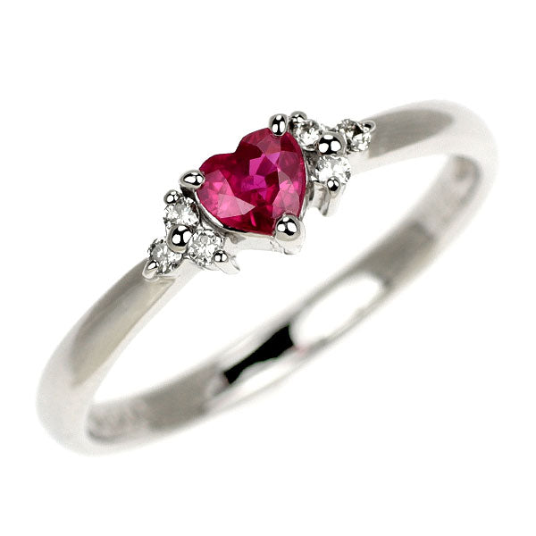 Pt900 ハートシェイプ ルビー ダイヤモンド リング 0.22ct D0.05ct