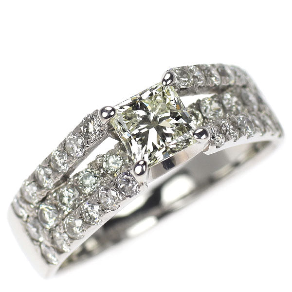 Pt900 プリンセスカット ダイヤモンド リング 0.738ct D0.80ct