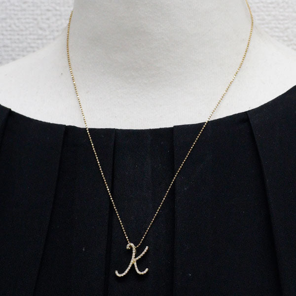 K18YG ダイヤモンド ペンダントネックレス 0.21ct イニシャル「K」