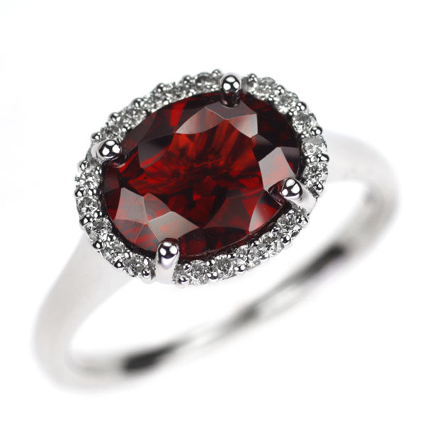K18WG パイロープ スペサルティンガーネット ダイヤモンド リング 2.44ct D0.16ct