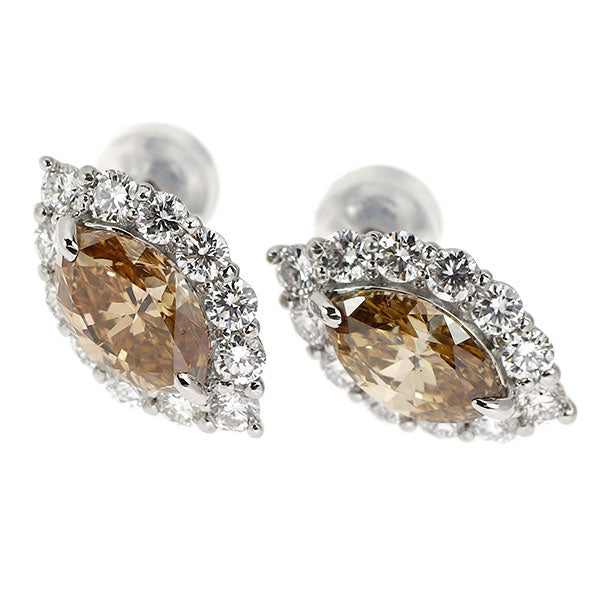 Pt950/Pt900 マーキス ダイヤモンド ピアス 2.330ct FB SI1/SI2 D1.08ct