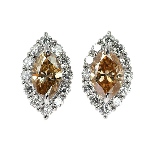 Pt950/Pt900 マーキス ダイヤモンド ピアス 2.330ct FB SI1/SI2 D1.08ct