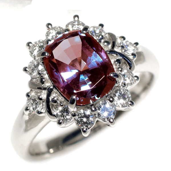 クレサンベール Pt950 再結晶アレキサンドライト ダイヤモンド リング 2.31ct D0.54ct