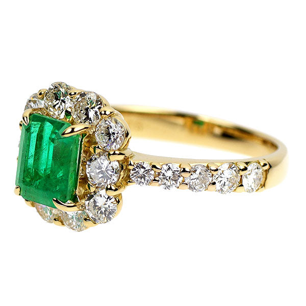 K18YG エメラルド ダイヤモンド リング 1.05ct D1.26ct