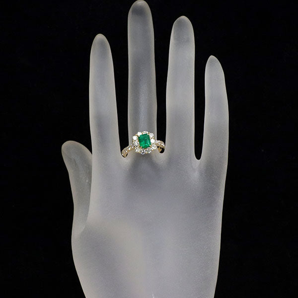 K18YG エメラルド ダイヤモンド リング 1.05ct D1.26ct