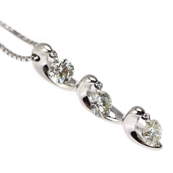 K18WG  ストリングホール ダイヤモンド ペンダントネックレス 1.00ct スリーストーン