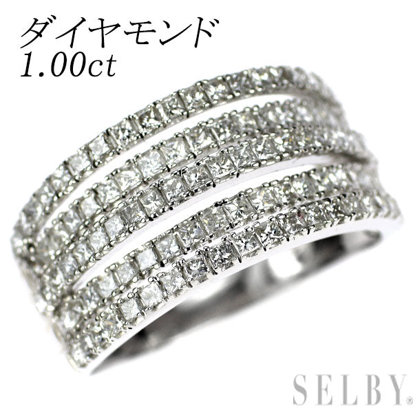 K18WG プリンセスカット ダイヤモンド リング 1.00ct