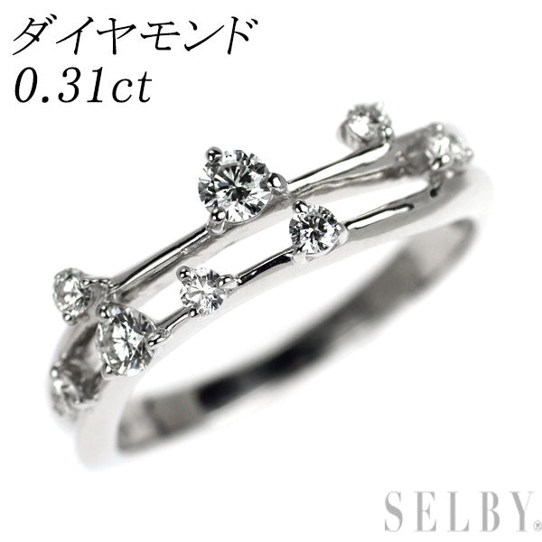 K18WG ダイヤモンド ステーション リング 0.31ct