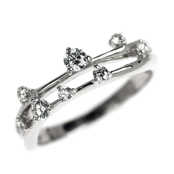 K18WG ダイヤモンド ステーション リング 0.31ct