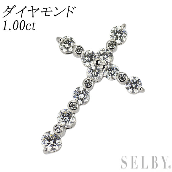 Pt900 ダイヤモンド ペンダントトップ 1.00ct クロス
