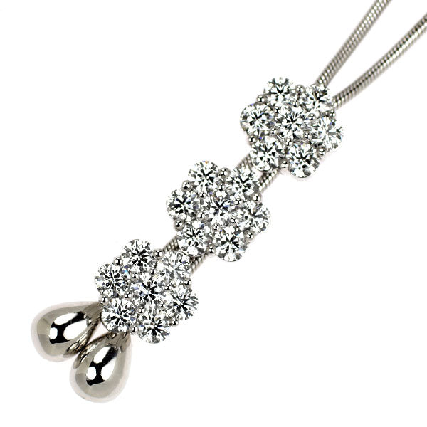K18WG H&C ダイヤモンド ペンダントネックレス 1.86ct フラワー