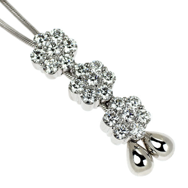 K18WG H&C ダイヤモンド ペンダントネックレス 1.86ct フラワー