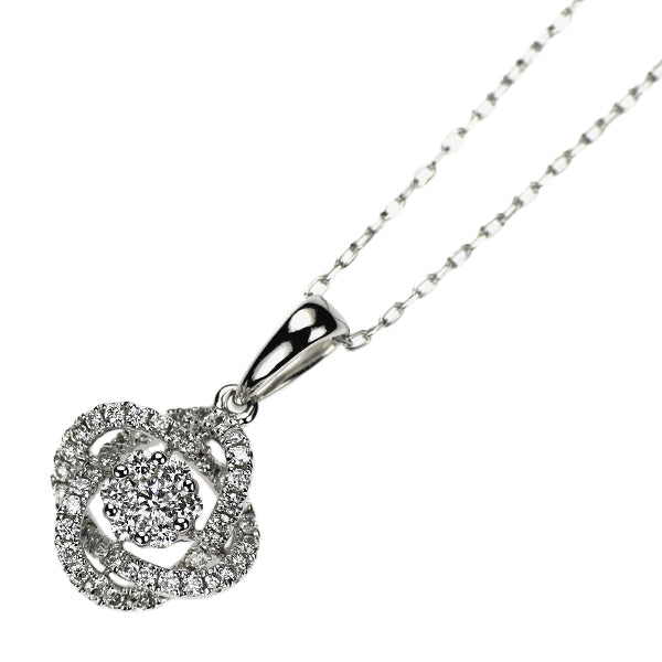 K18WG ダイヤモンド ペンダントネックレス 0.344ct フラワー