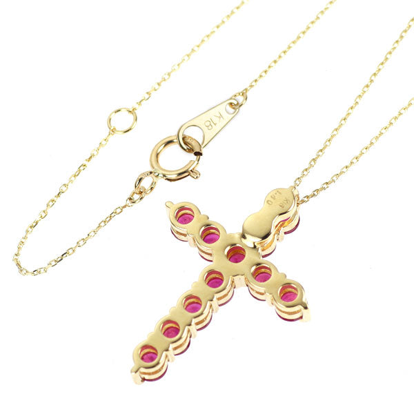 K18YG ルビー ペンダントネックレス 1.40ct クロス