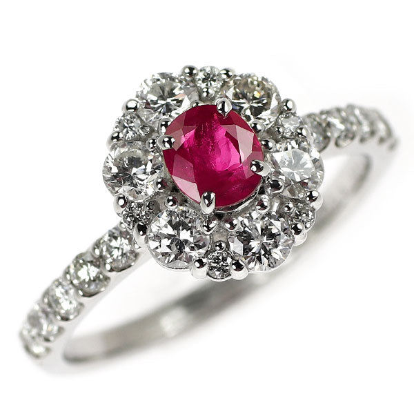 Pt900 ピジョンブラッド ルビー ダイヤモンド リング 0.50ct D0.90ct