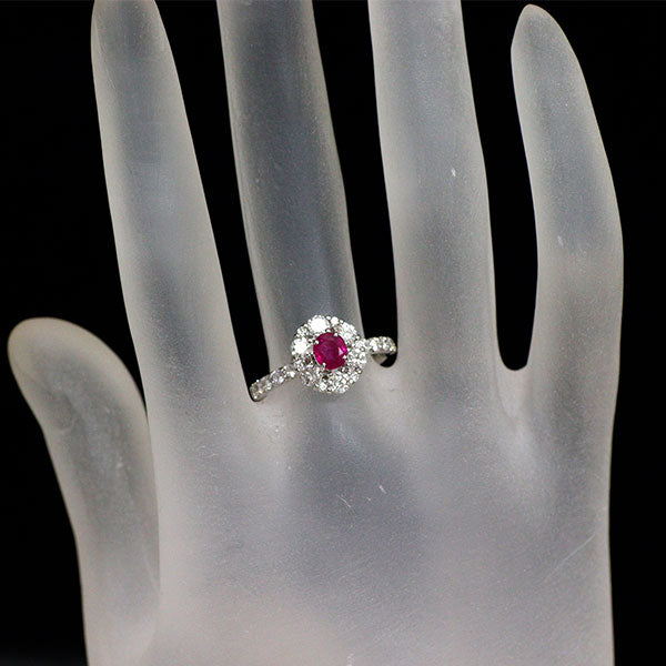 Pt900 ピジョンブラッド ルビー ダイヤモンド リング 0.50ct D0.90ct