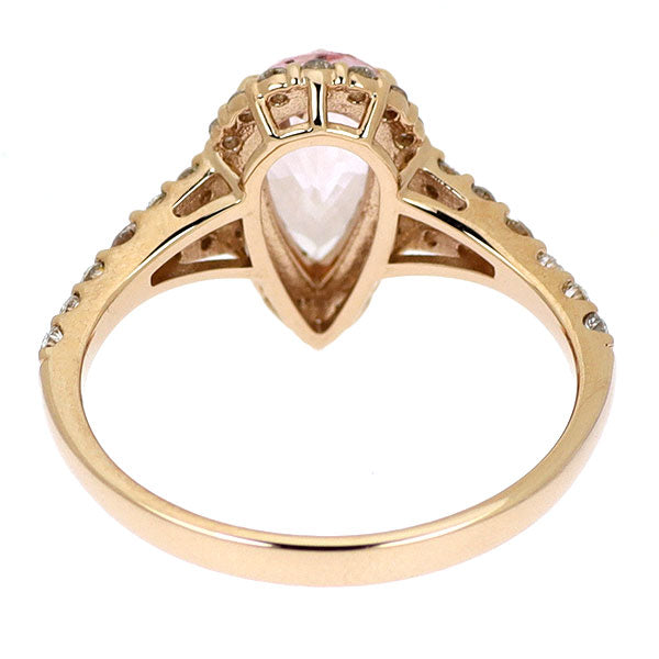 K18PG モルガナイト ダイヤモンド リング 0.90ct D0.37ct