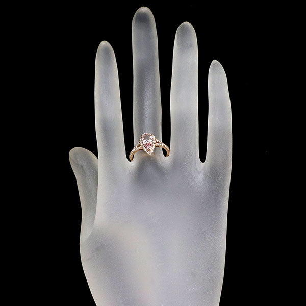 K18PG モルガナイト ダイヤモンド リング 0.90ct D0.37ct