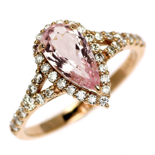 K18PG モルガナイト ダイヤモンド リング 0.90ct D0.37ct
