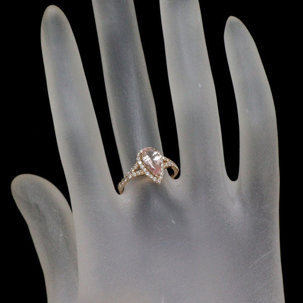 K18PG モルガナイト ダイヤモンド リング 0.90ct D0.37ct
