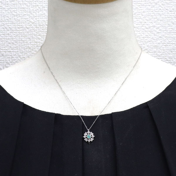 Pt900/ Pt850 パライバトルマリン ダイヤモンド ペンダントネックレス 0.144ct D0.08ct