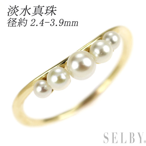 K10YG 淡水真珠/パール リング 径約2.4-3.9mm